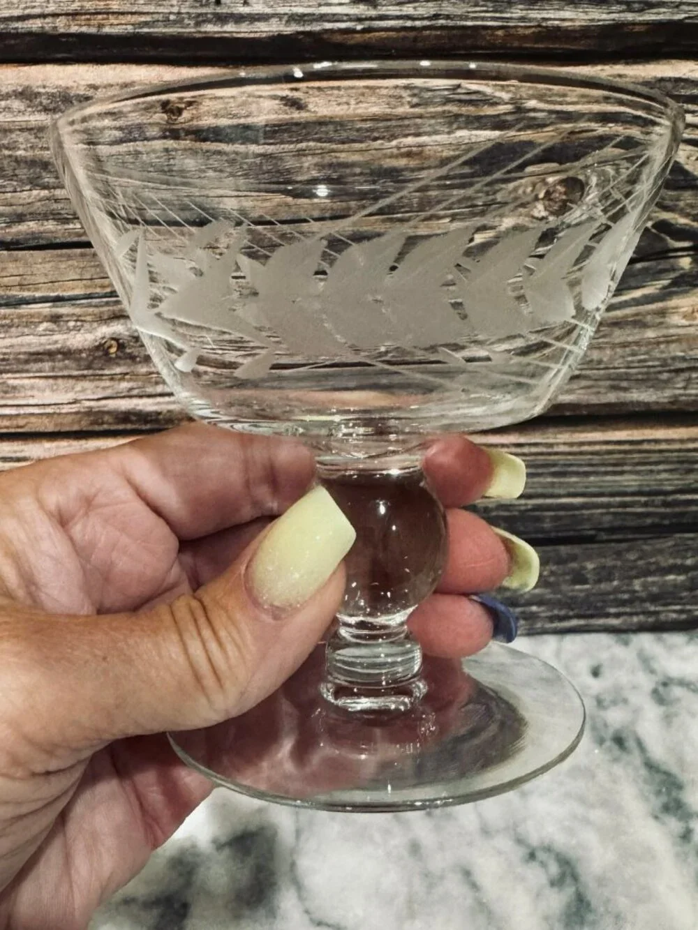 Set of 4 Vintage Libbey Glass Etched Wheat Pattern Sherbert/Champagne Glasses